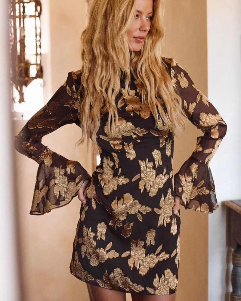 Gold Flower Dress  - Image 1