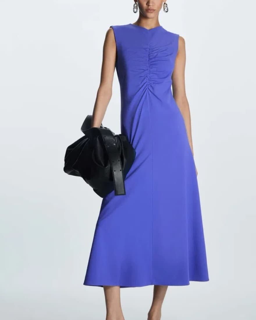 Blue Cos Slim Fit Gathered Midi Dress - Image 1