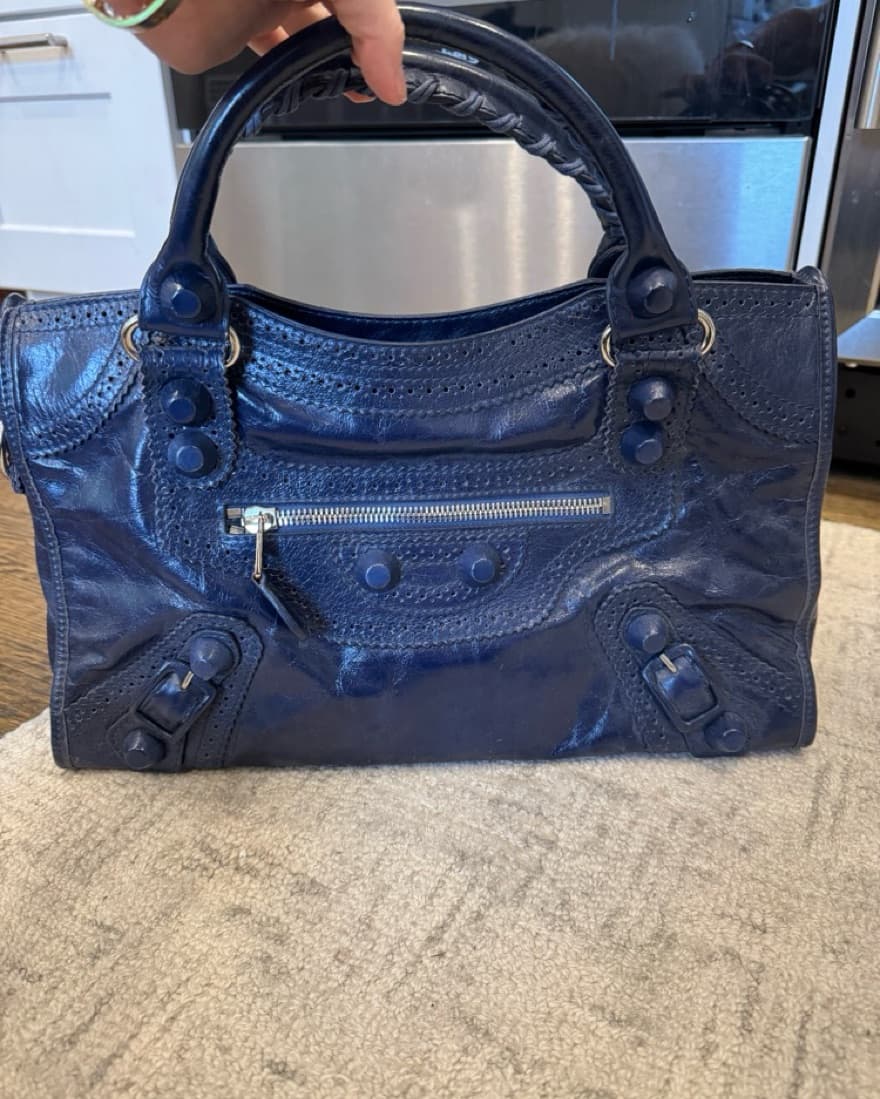 Navy Balenciaga City Handbag - Image 1