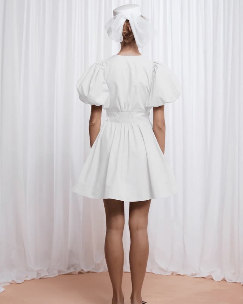 Lovaan White Puff Sleeve Dress - Image 3