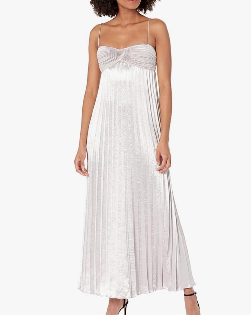 Rebecca Taylor Silver Pleated Gown - Image 1