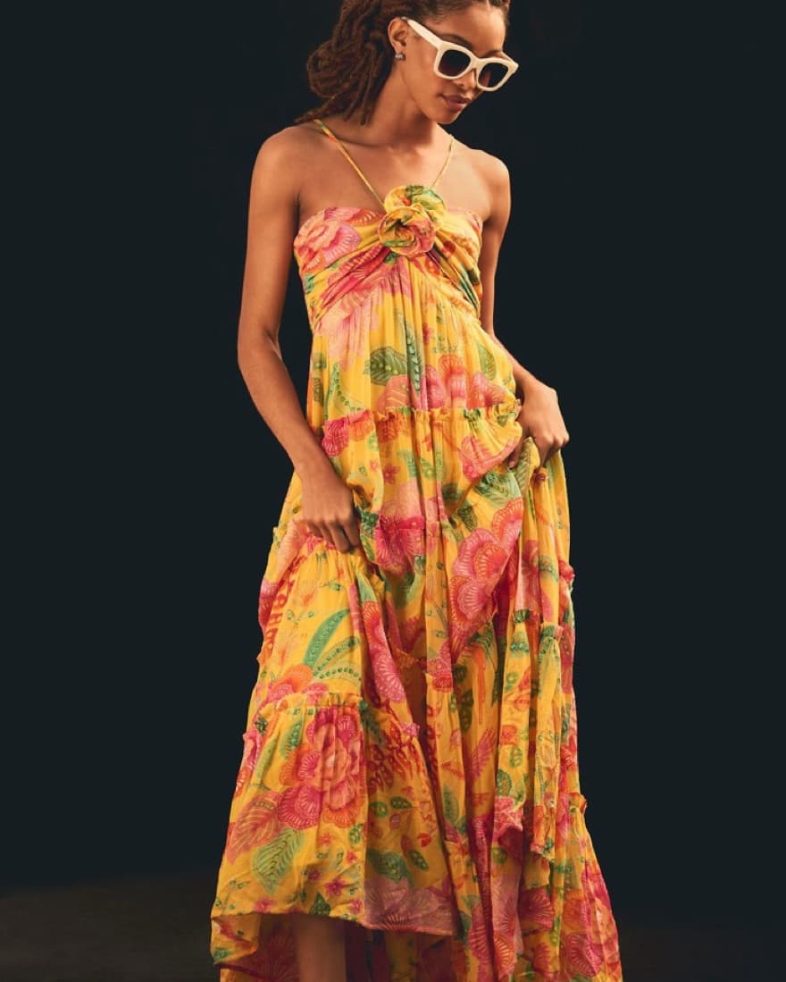 Farm Rio Macaw Bloom Tiered Dress - Image 1