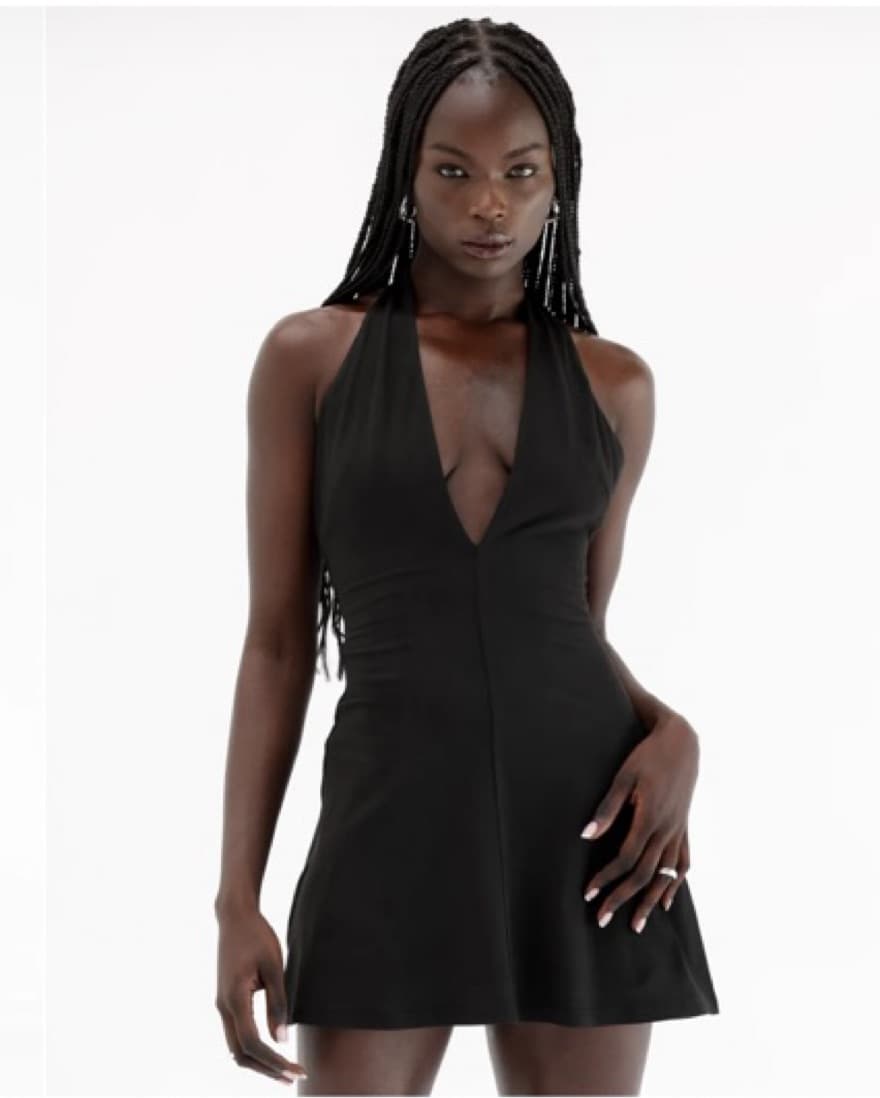 Charcoal Black Halter Mini Dress - Image 1