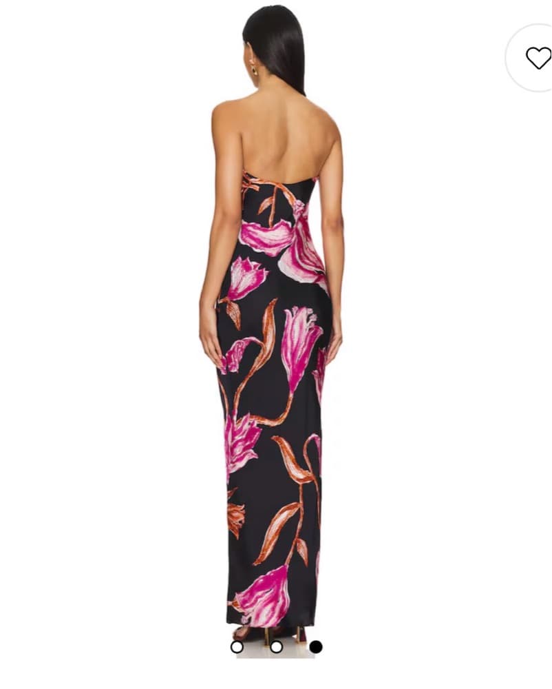 Maxi Strapless Dress in Black & Pink - Image 2