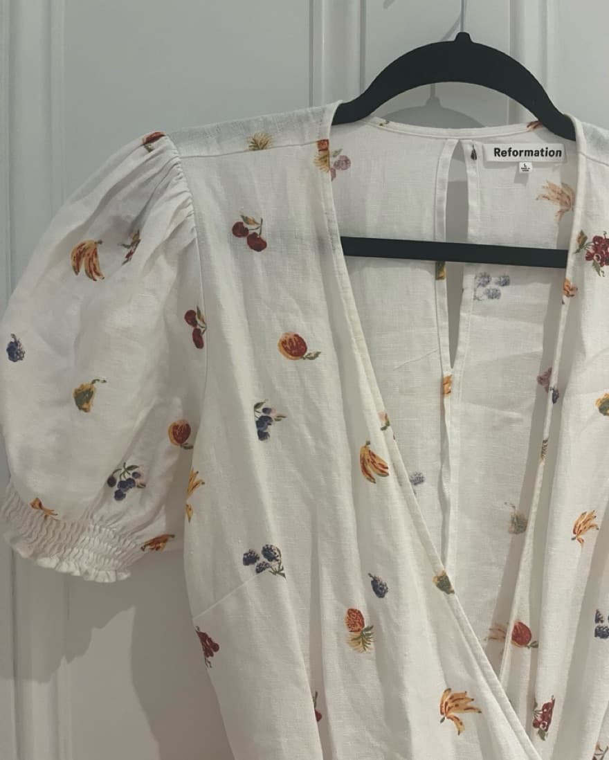 Reformation Linen Fruit Wrap Dress  - Image 2