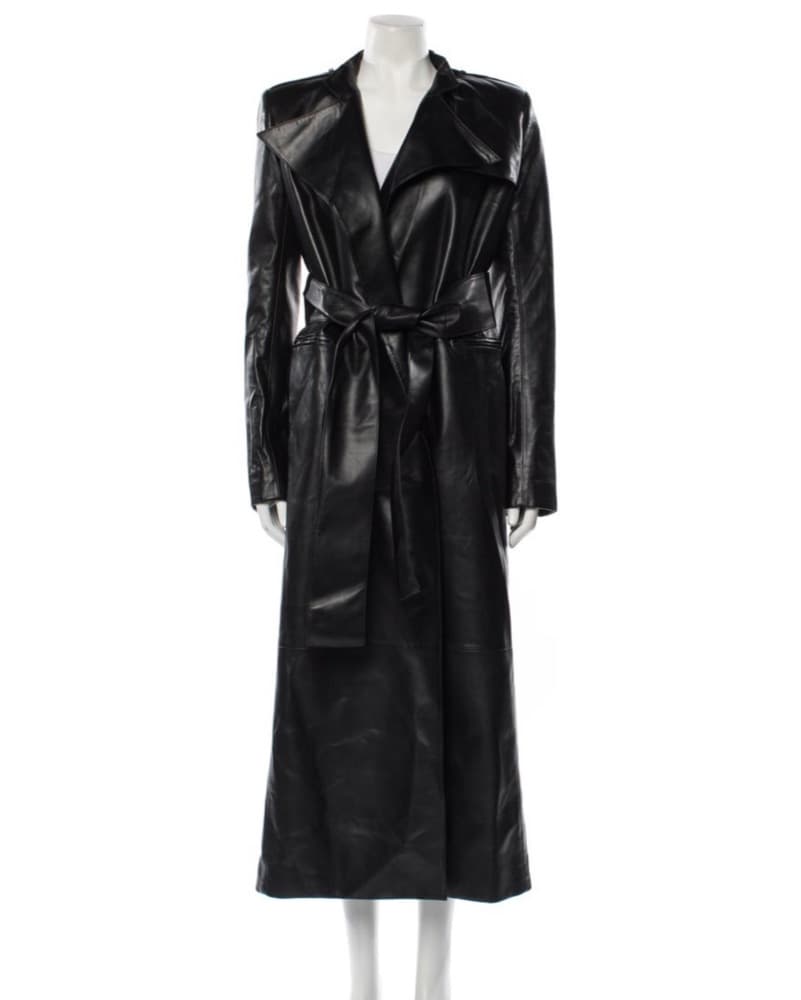 Khaite Leather Belted Trench Coat - Image 1