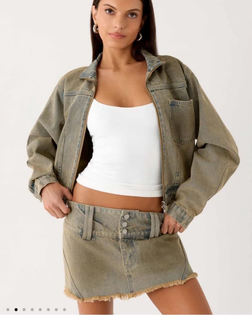 Distressed Denim Low-rise Skort - Image 1