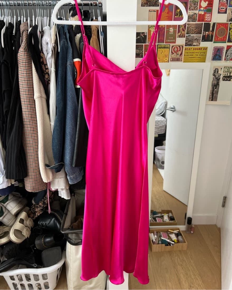 Hot Pink BeBe Cowl Neck Dress  - Image 4