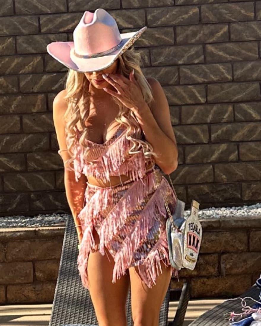 Fringe Cowgirl Pink Skirt Set + Hat - Image 1