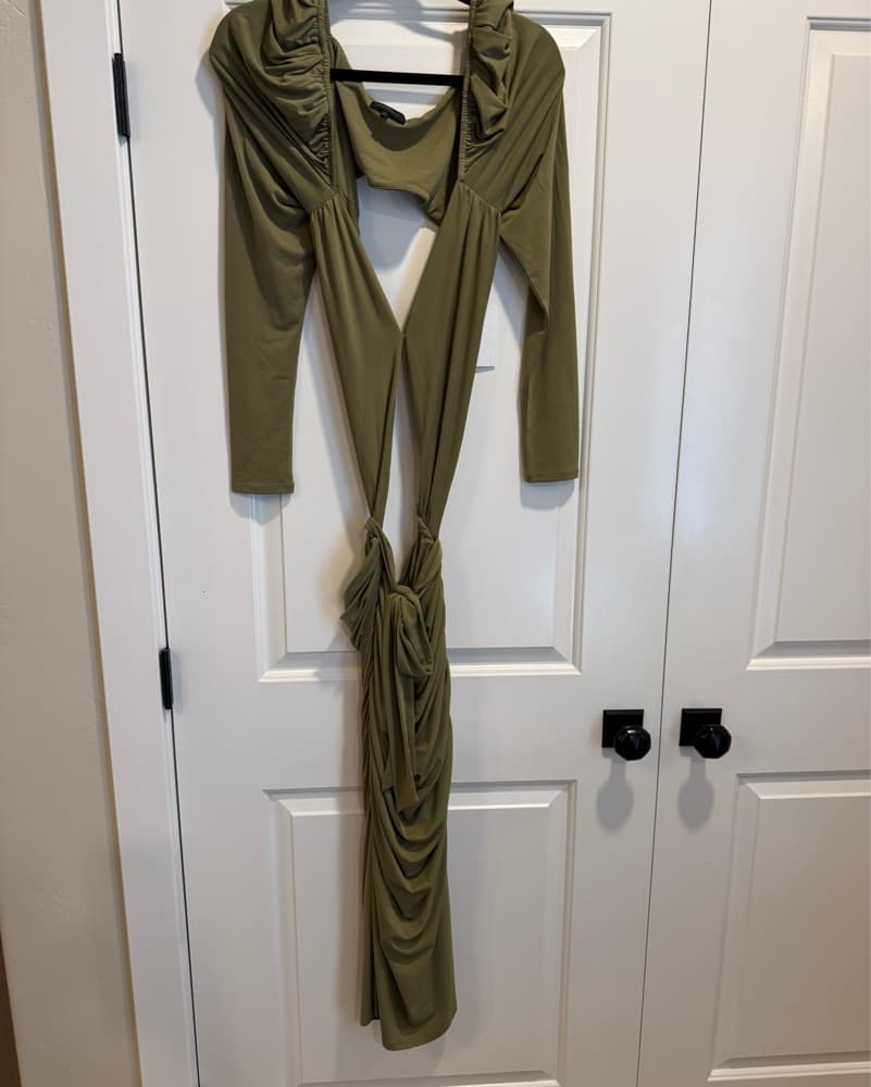 MAJORELLE Darla Midi Dress Olive Green - Image 4