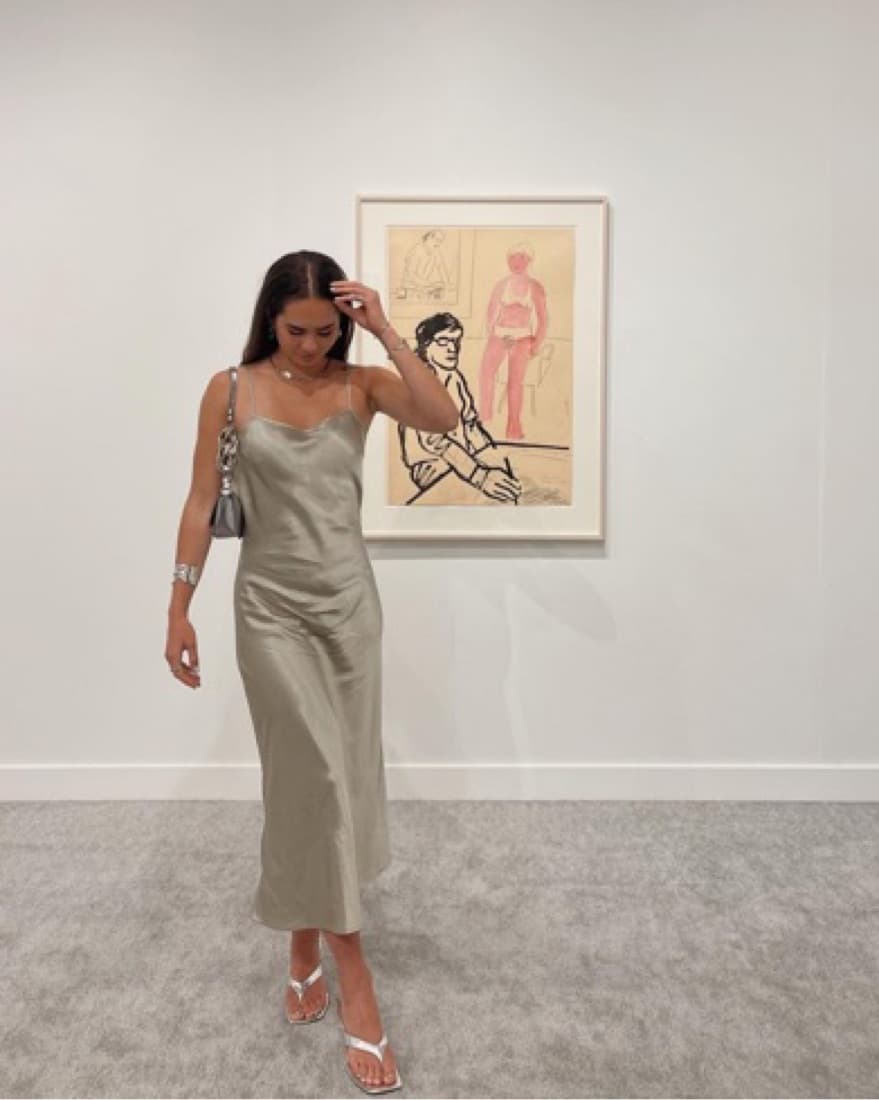 Silver Metallic Maxi Dress - Image 1