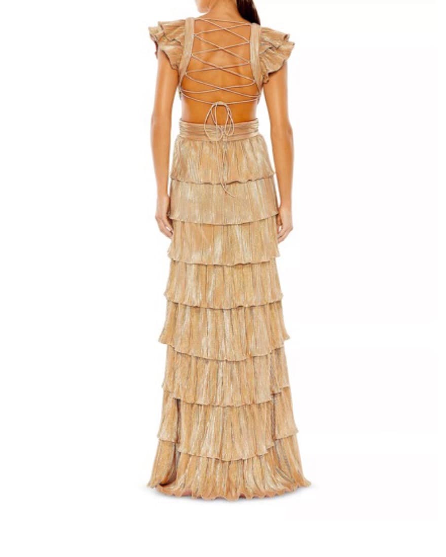 Mac Duggal Gold Tiered Gown - Image 5