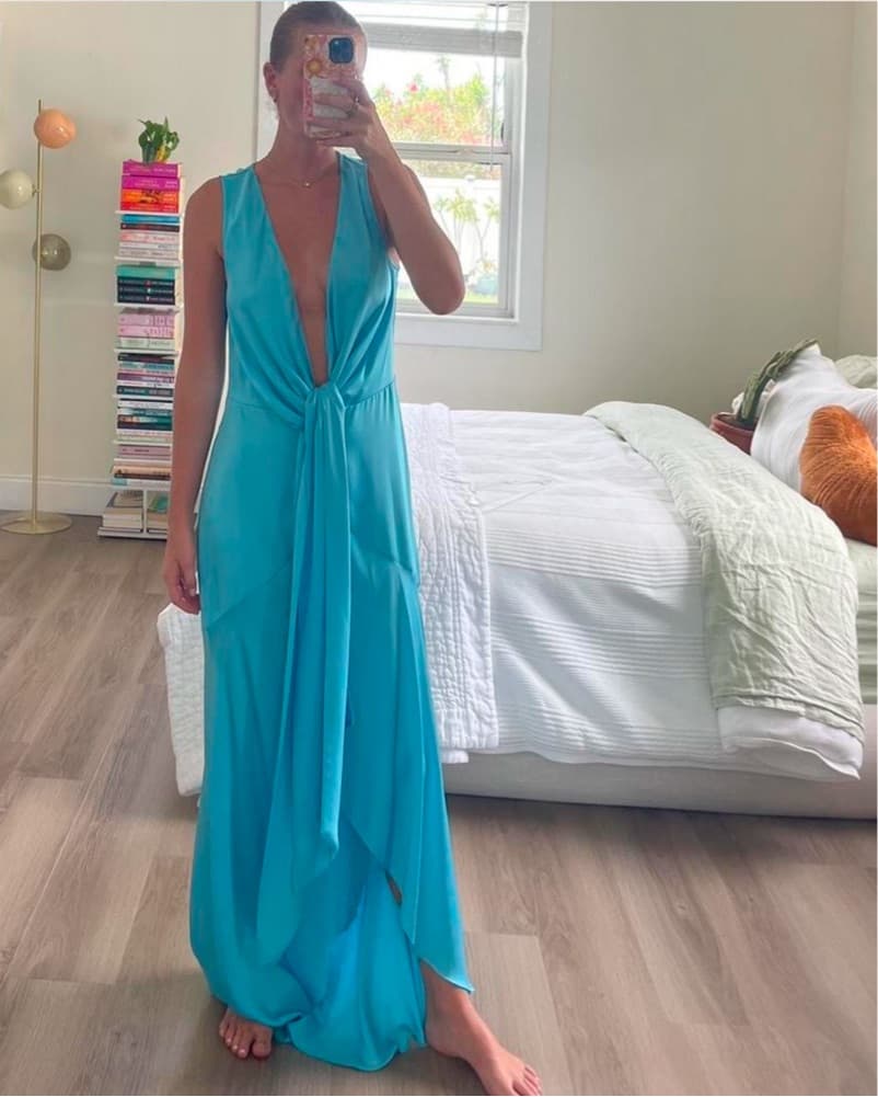 Ramy Brook Blue Sill Dress - Image 4