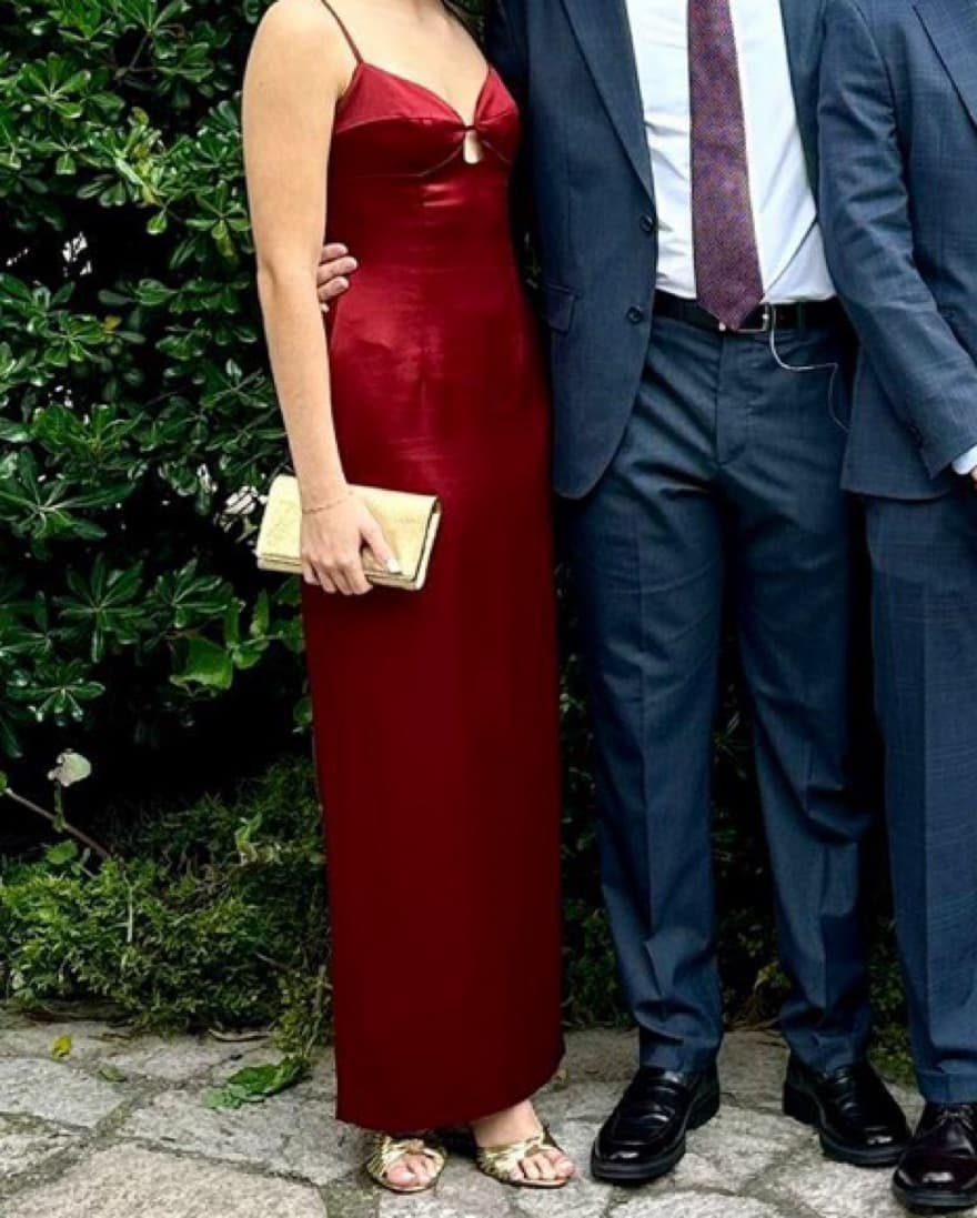 Reformation Red Silk Dress - Image 4