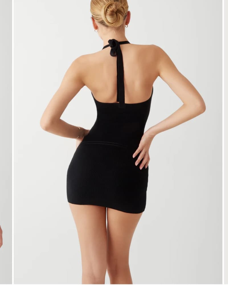 Frankie’s bikini Black Halter Mini Dress - Image 2