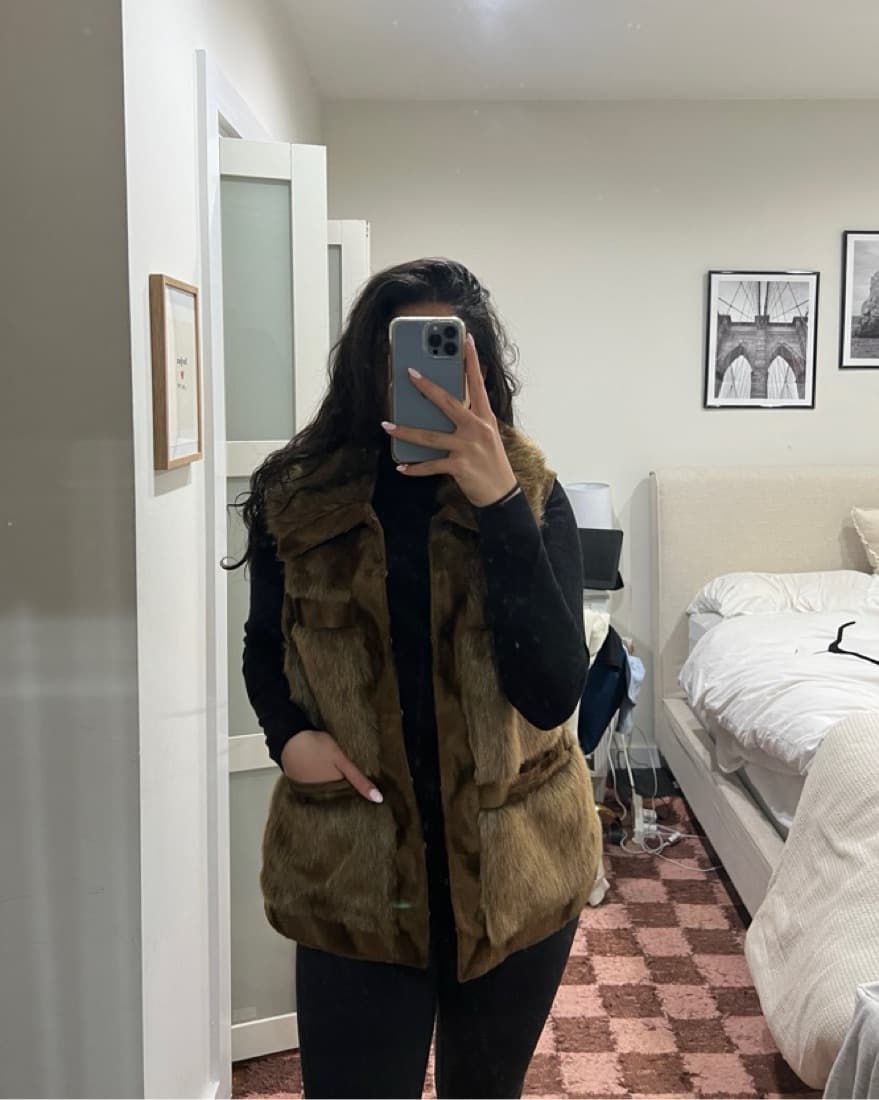 Brown Faux Fur Vest - Image 1