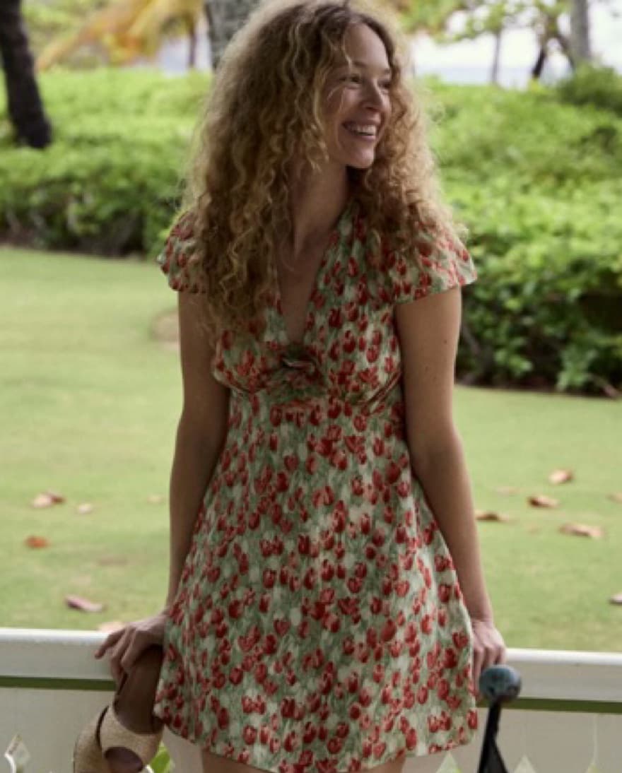 Doen Silk Mini Dress with Rosette Detail - Image 1