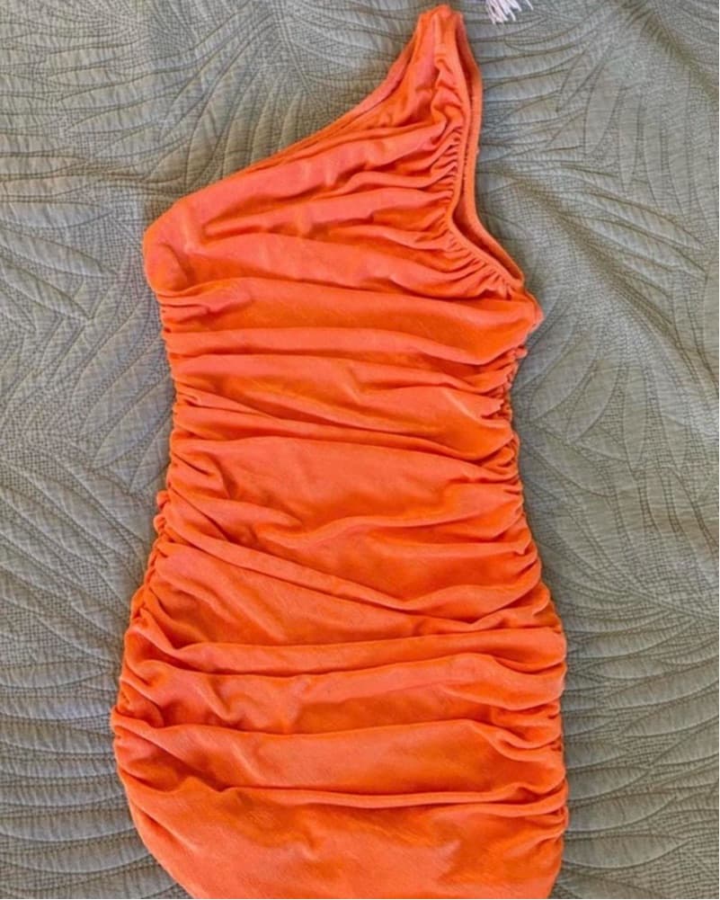 Lioness Orange Ruched Mini Dress - Image 3