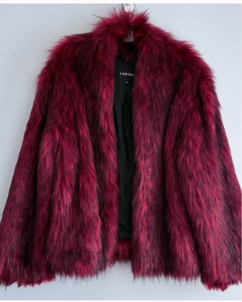 I AM GIA Burgundy faux fur Coat  - Image 1