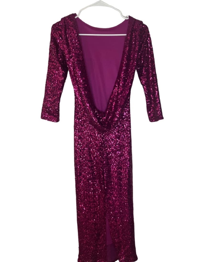 Sequin Open Cowl Back Dress - Image 2