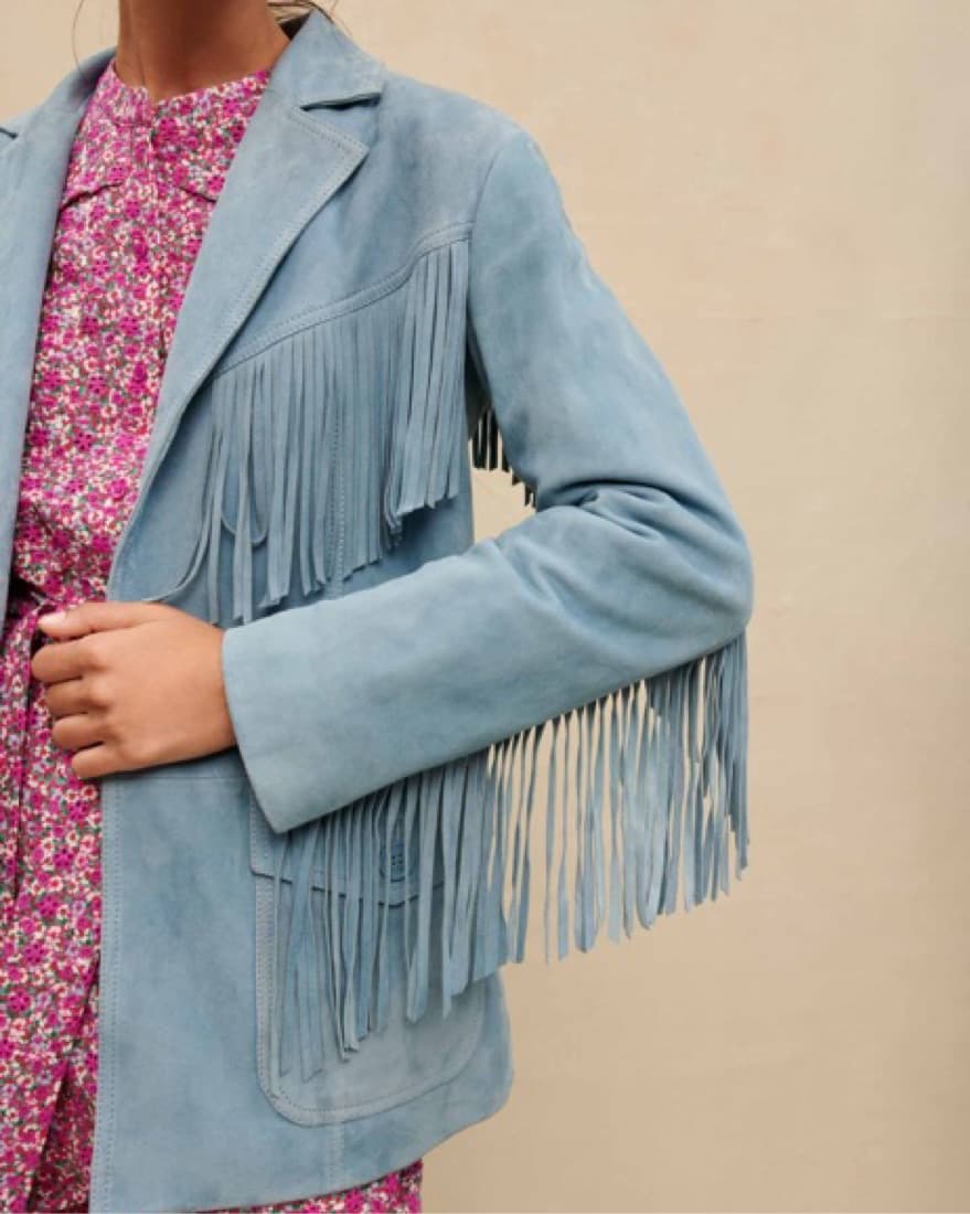Maje Suede Western Fringe Jacket - Image 4