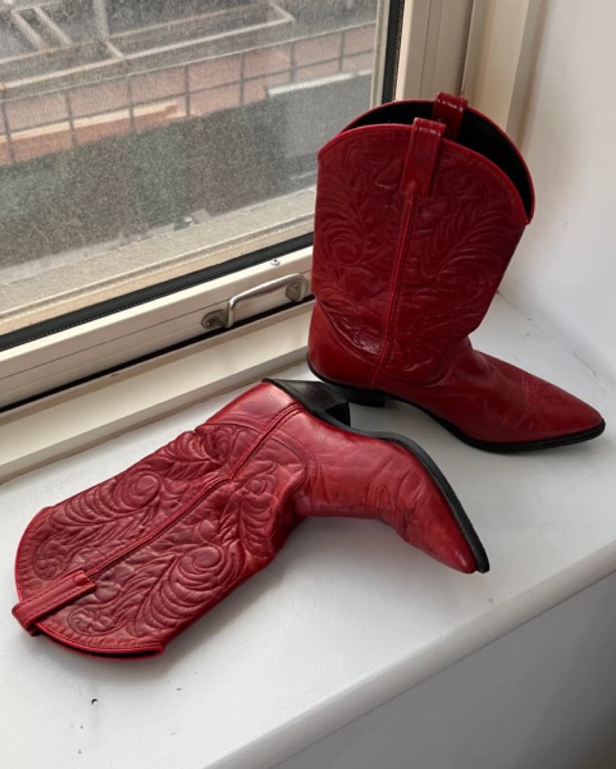 Red Leather Cowboy Boots - Image 6