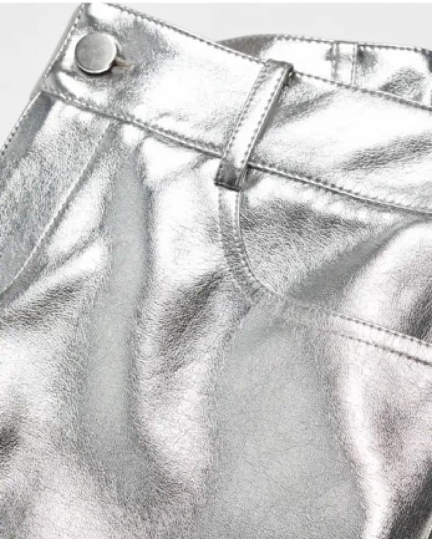 Mango Silver Metallic Mini Skirt - Image 3