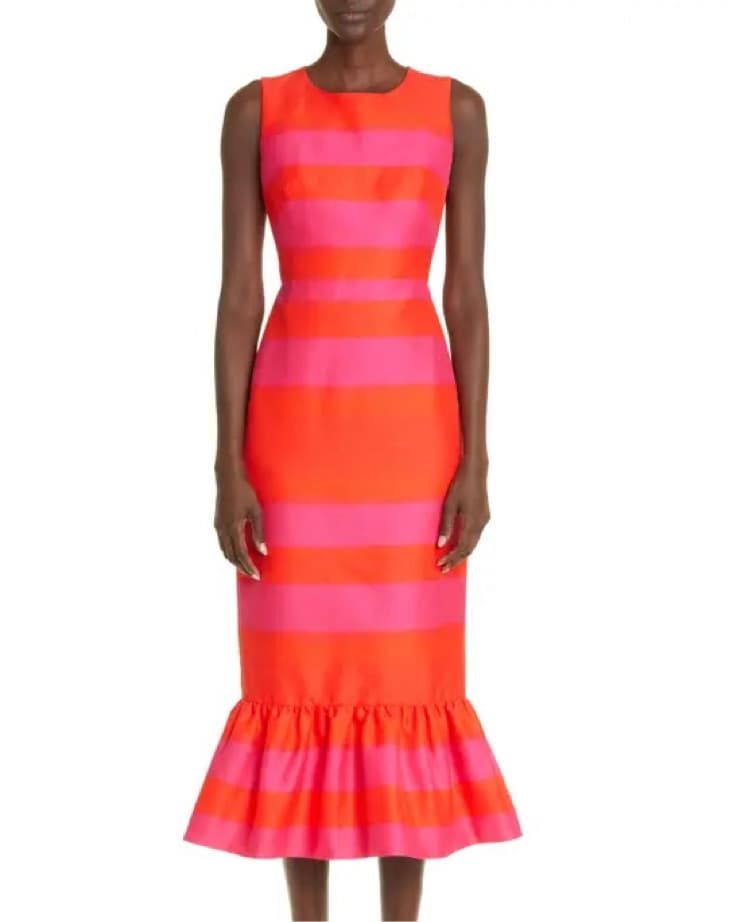 Brandon Maxwell Ruffle Hem Faille Dress - Image 1