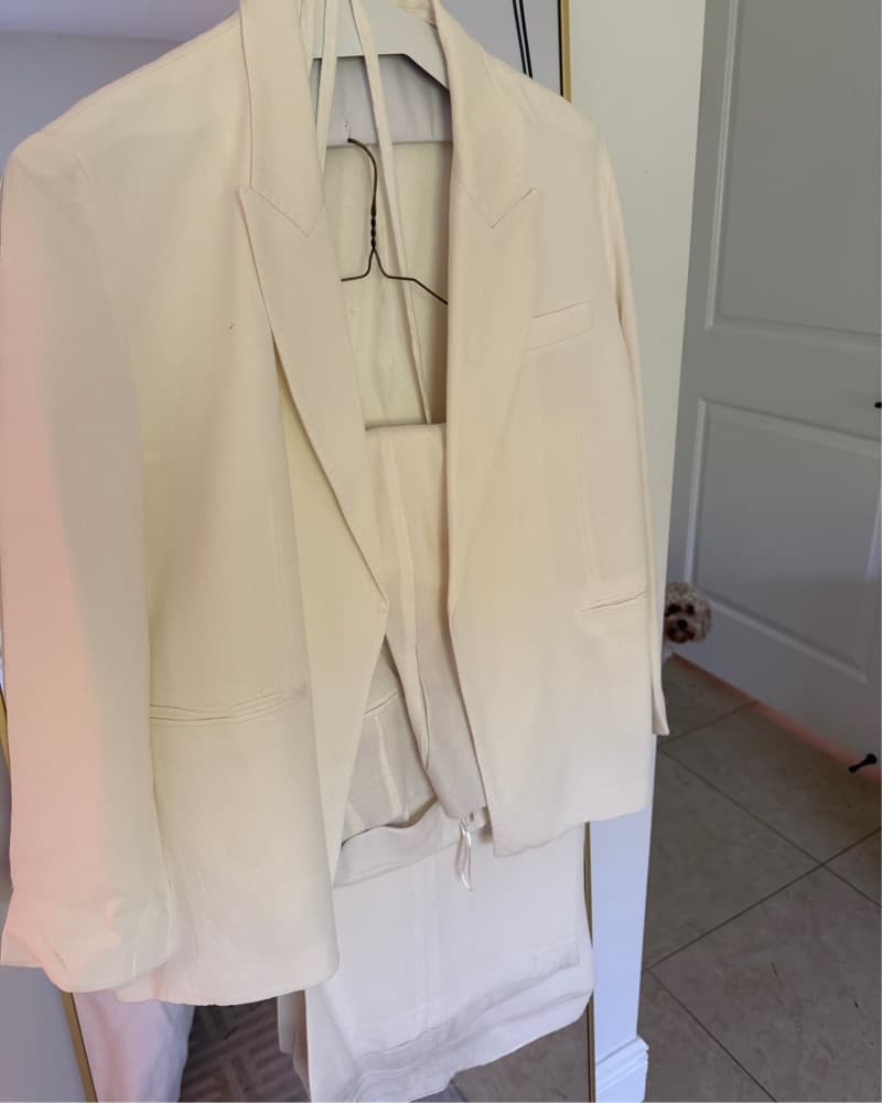 White Zara Blazer Set Linen  - Image 4
