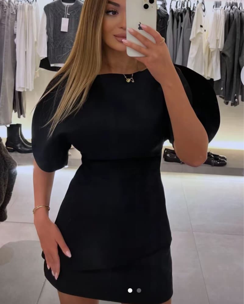 Zara Puff Sleeve Top Black - Image 4