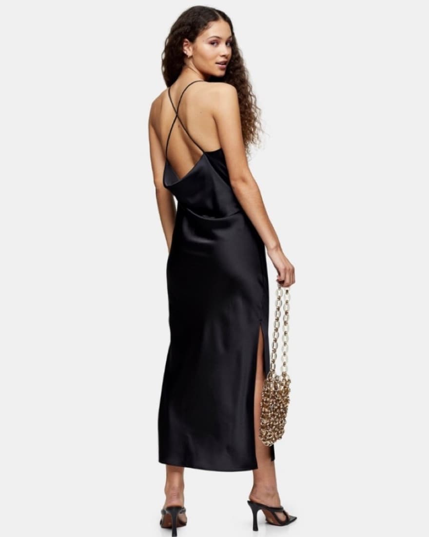 Silky Black Dress - Image 3