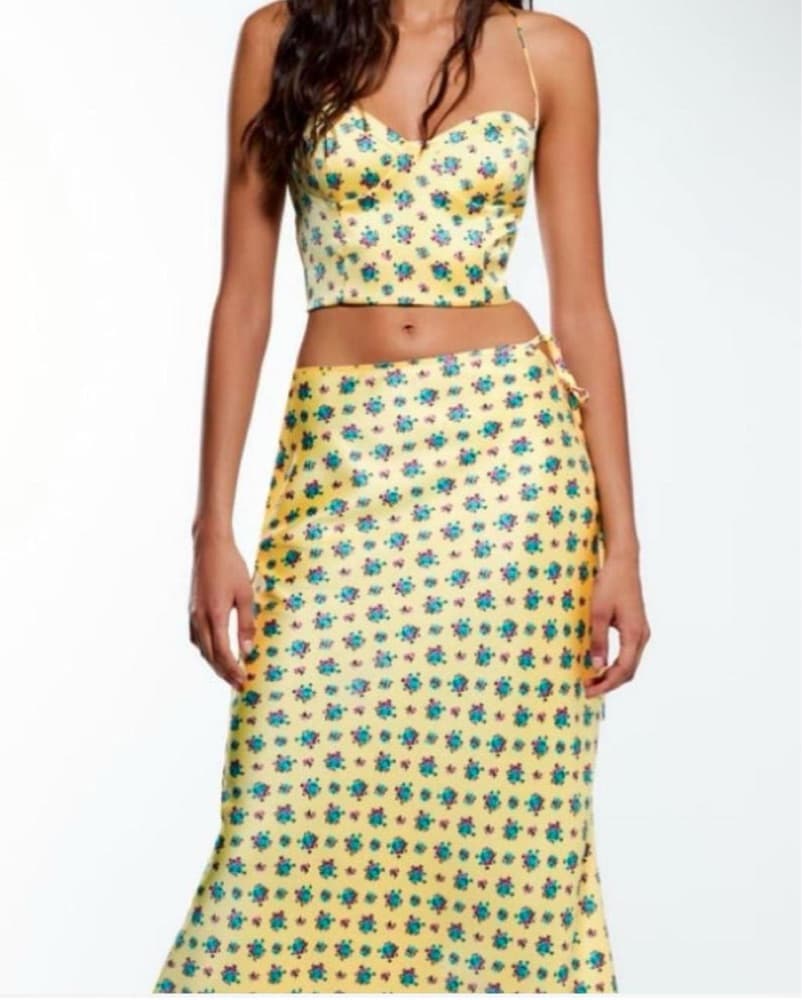 Zara Floral Crop Top and Midi Skirt Set - Image 2