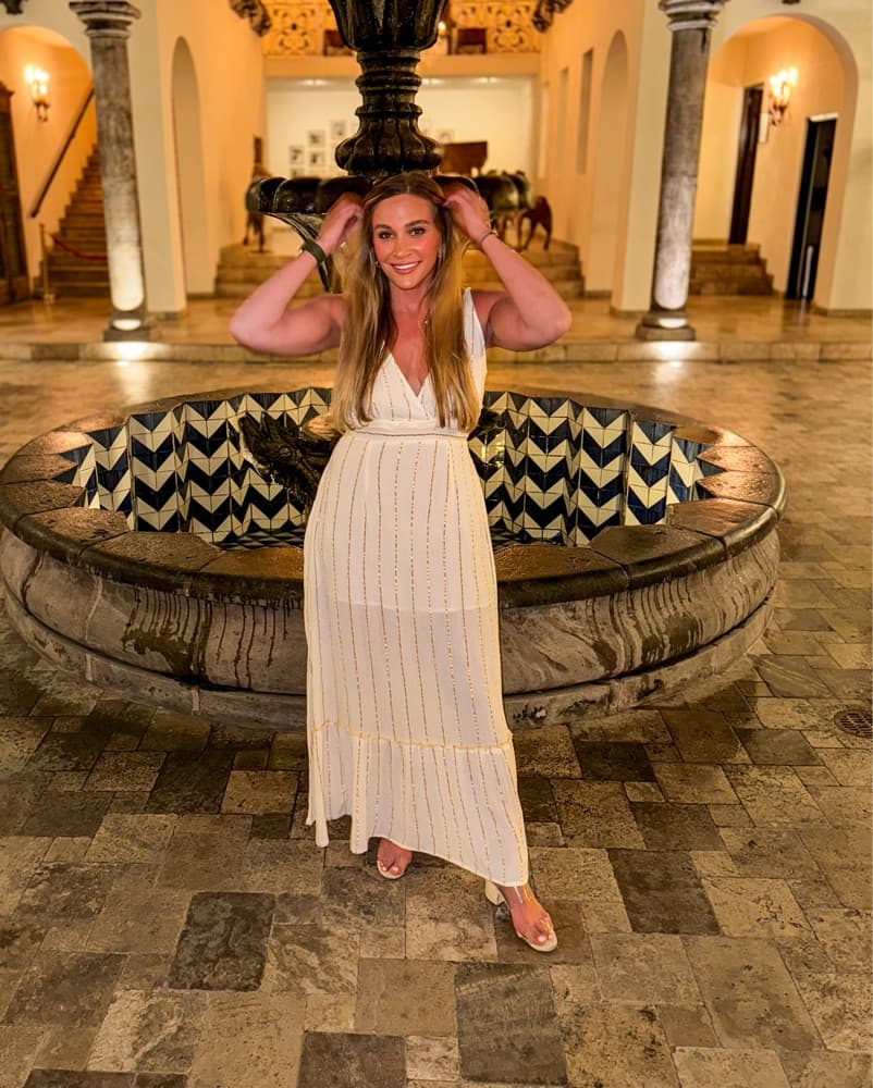 Ivory Maxi Dress With Gold Detail - Image 4