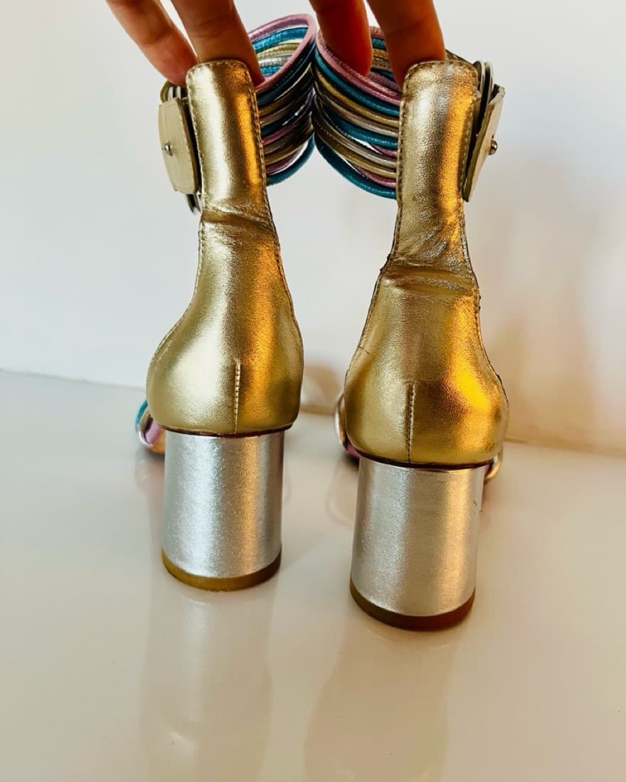 Metallic Multicolor Strappy Sandals - Image 3