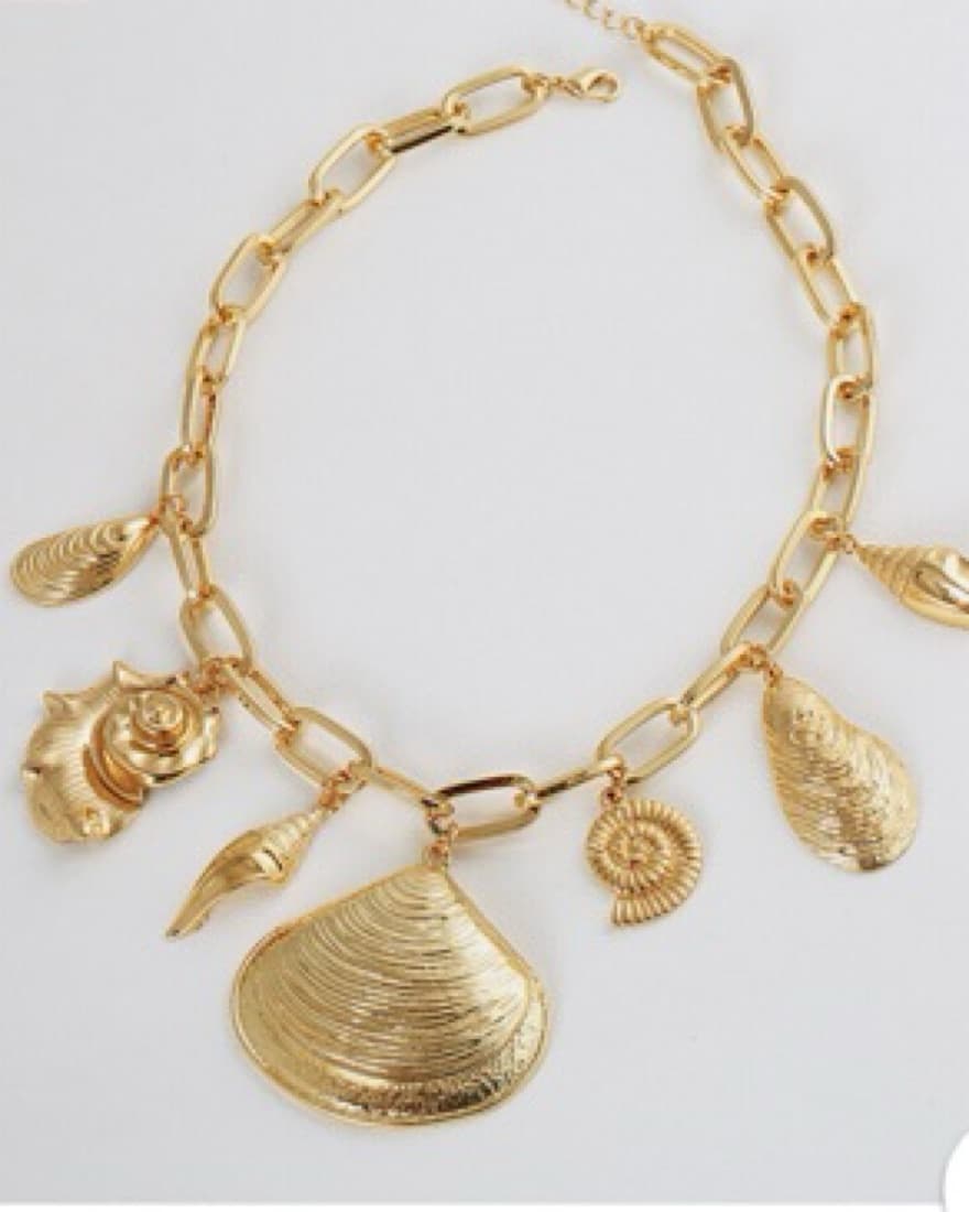 Gold Shell Charm Necklace - Image 1