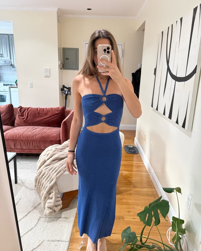 Solid & Striped Blue Halter Dress - Image 1