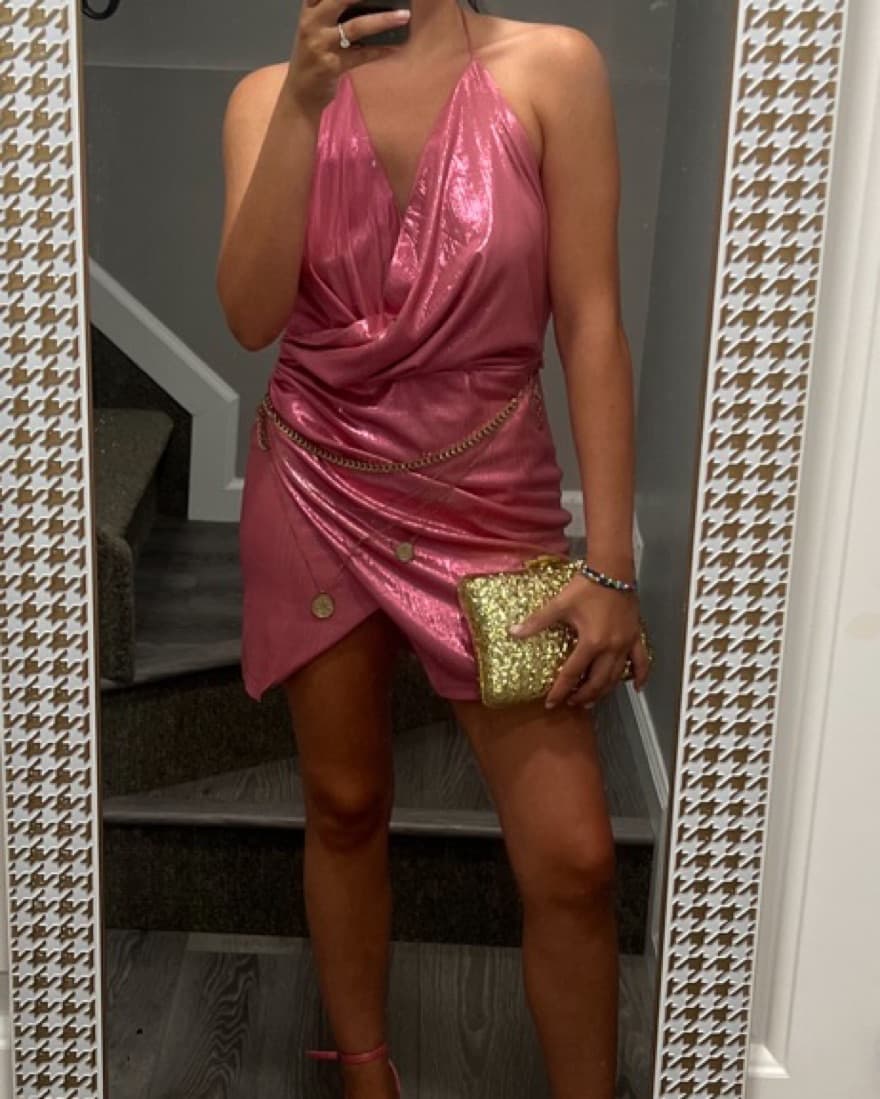 Revolve Wrap Front Metallic Dress  - Image 5