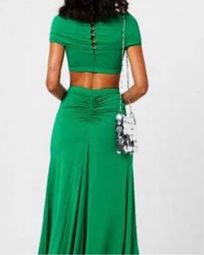 Rabanne Cupro Emerald Green Skirt Set - Image 3