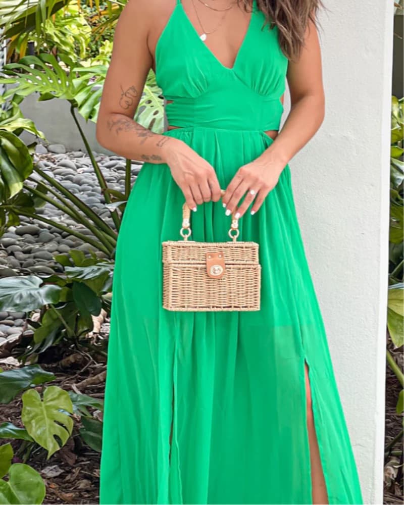 Kelly Green Halter Maxi Dress - Image 1