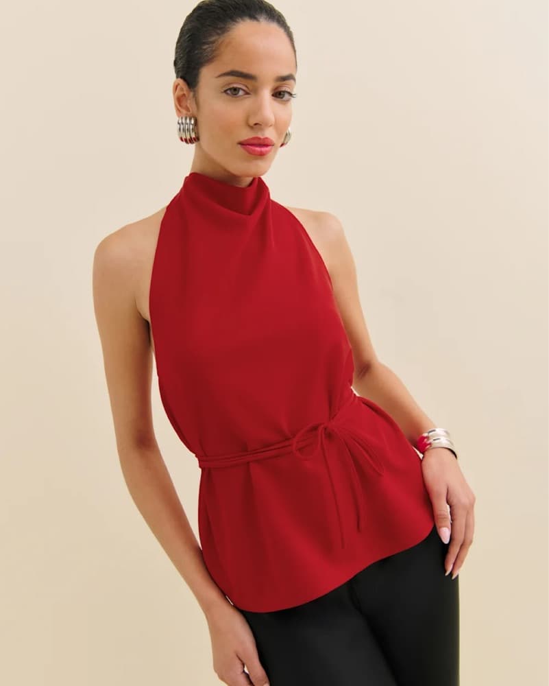 Reformation Red Halter Ketra Knit Top - Image 1