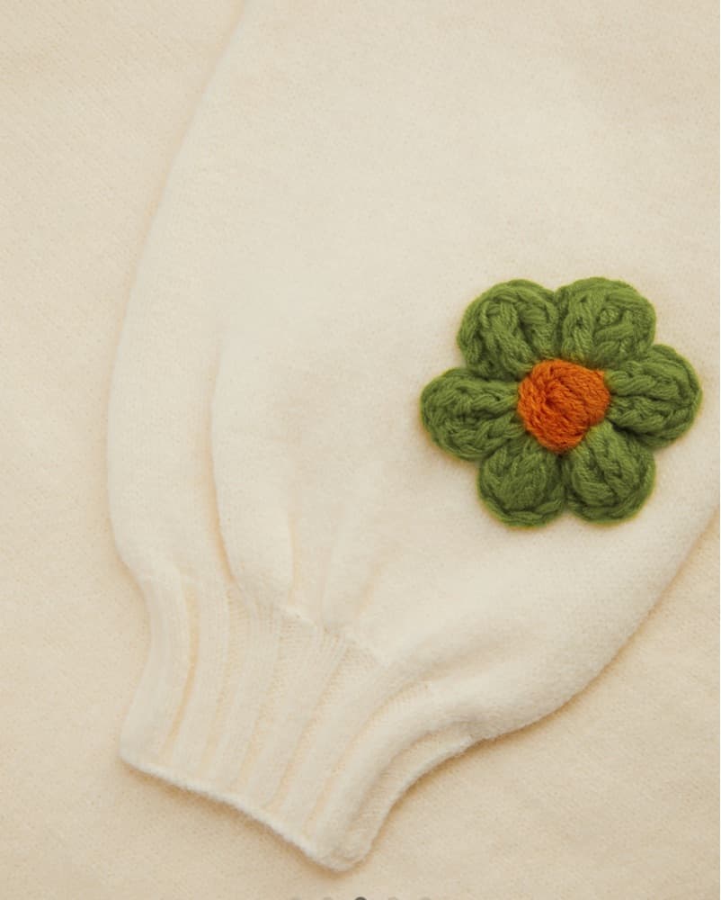 Floral Embroidered Wool Sweater - Image 3
