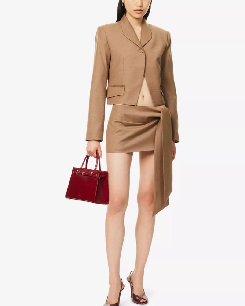 Aya Muse Tan Wool Blazer + Skirt Set - Image 1