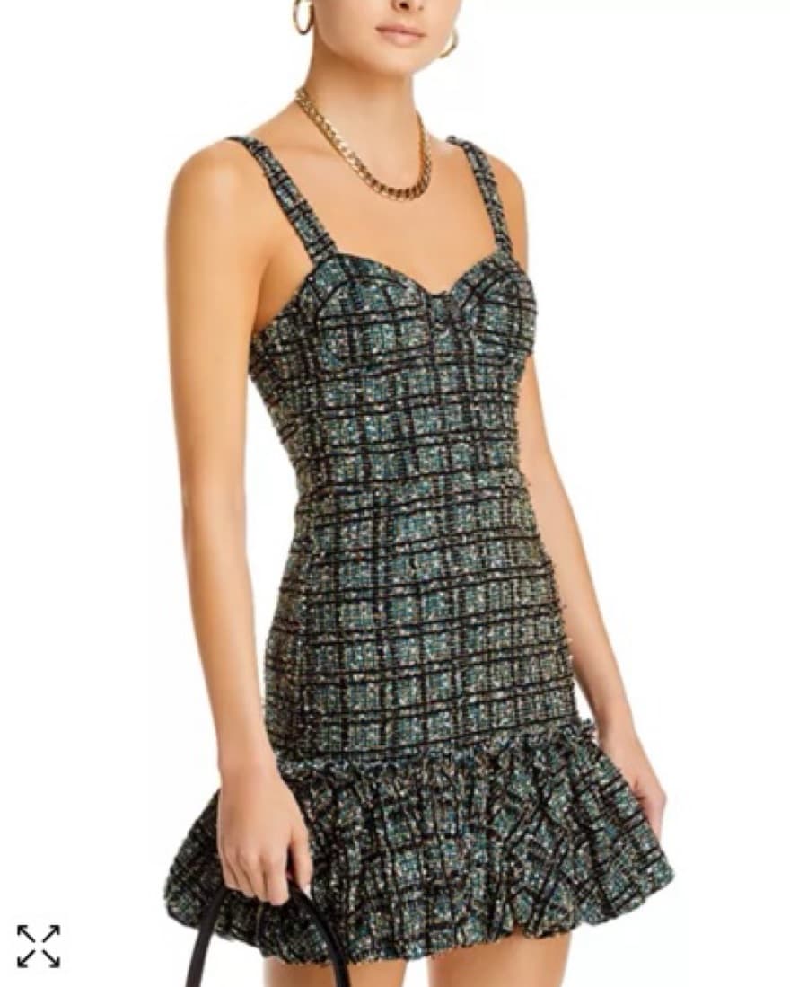 Aqua Tweed Bubble Hem Dress - Image 1