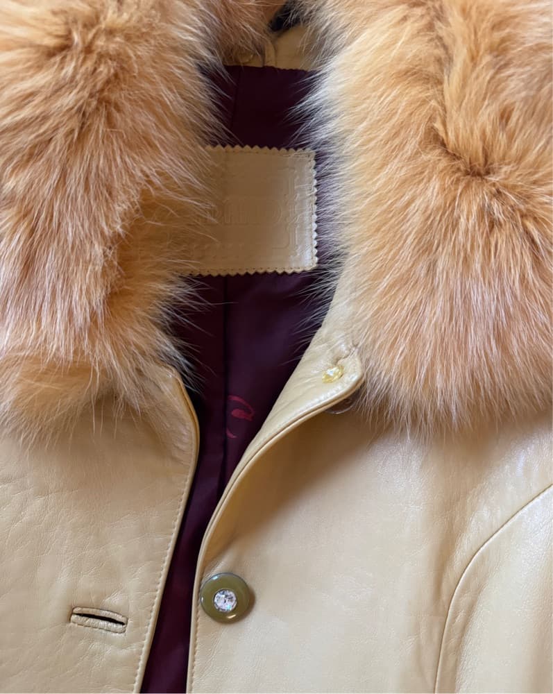 Faux Fur Trimmed Leather Coat - Image 6