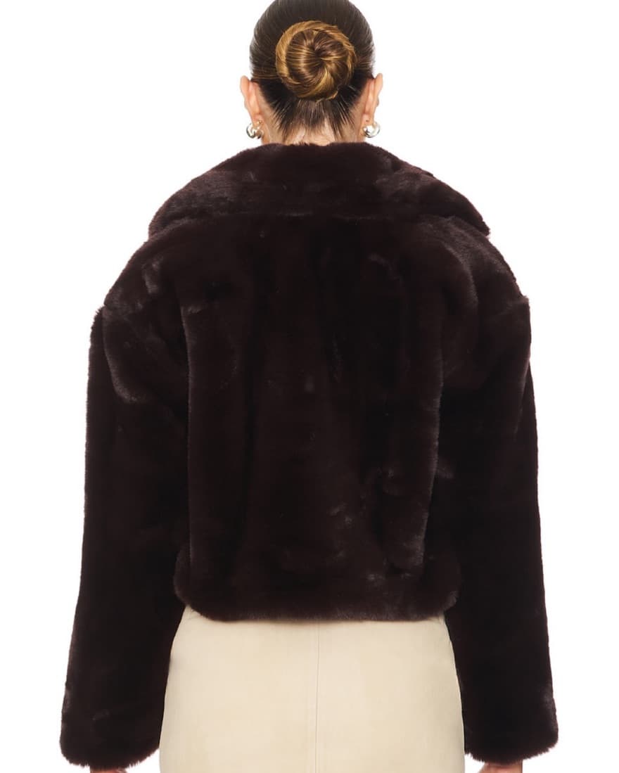 Faux Fur Jacket In Americano Brown - Image 3