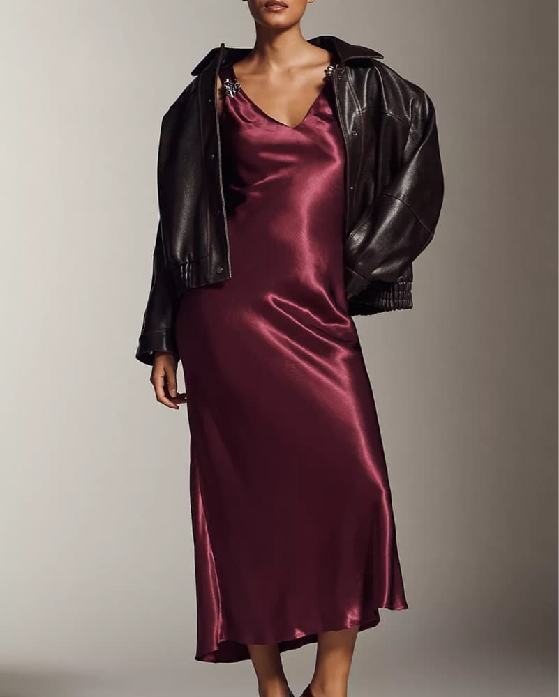 Dark Fuchsia Anthropologie Midi Dress - Image 1