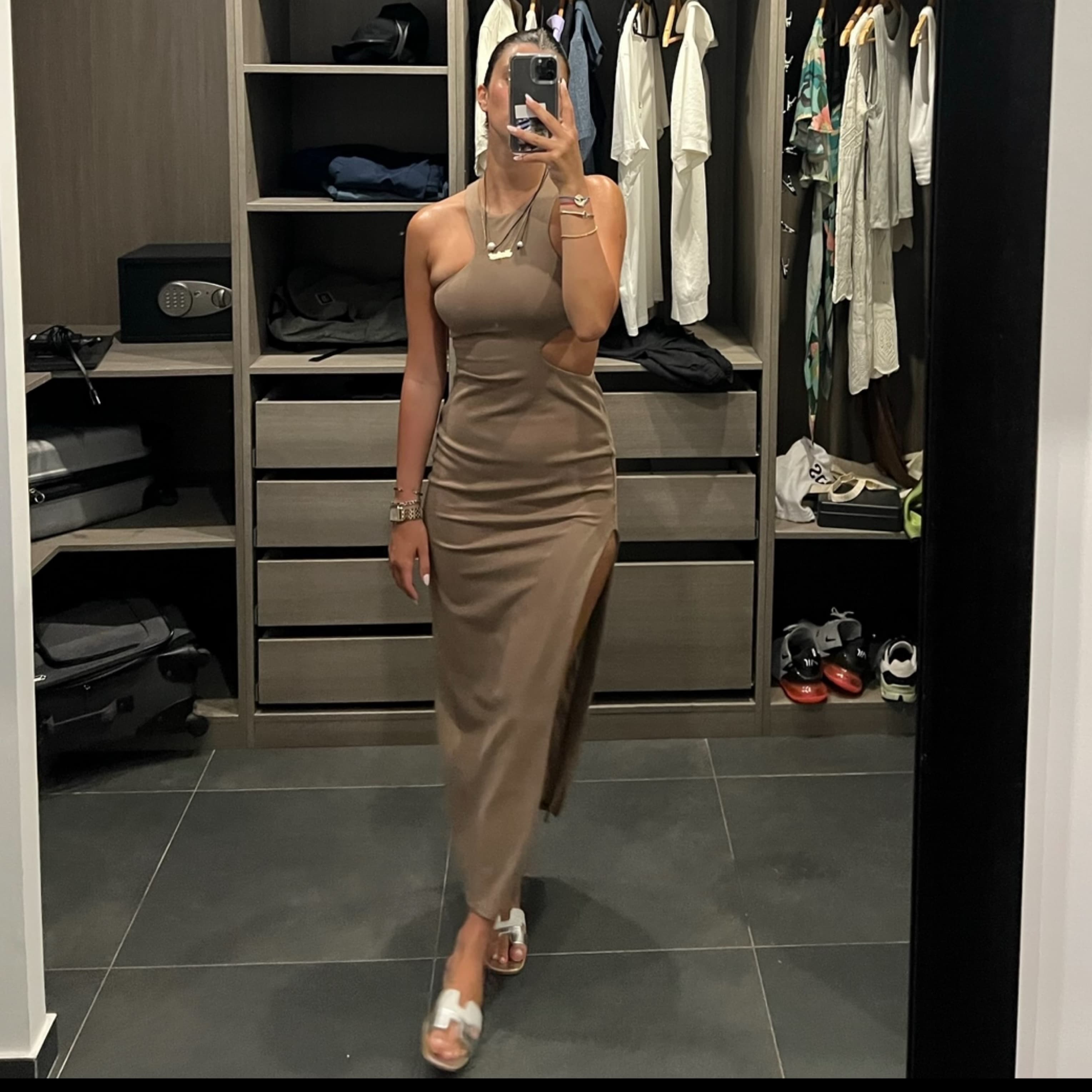 Michael Costello Taupe Cutout Dress - Image 2