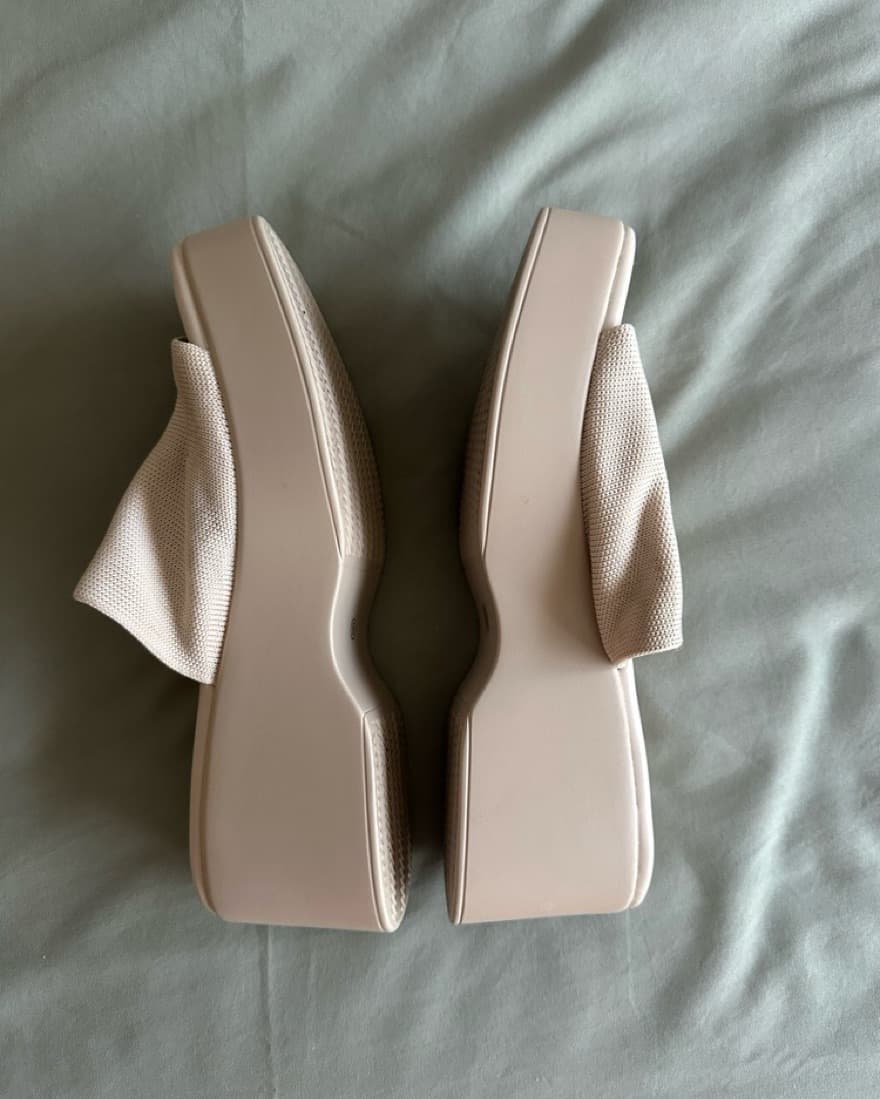 Beige Wedge Platform Slides - Image 3