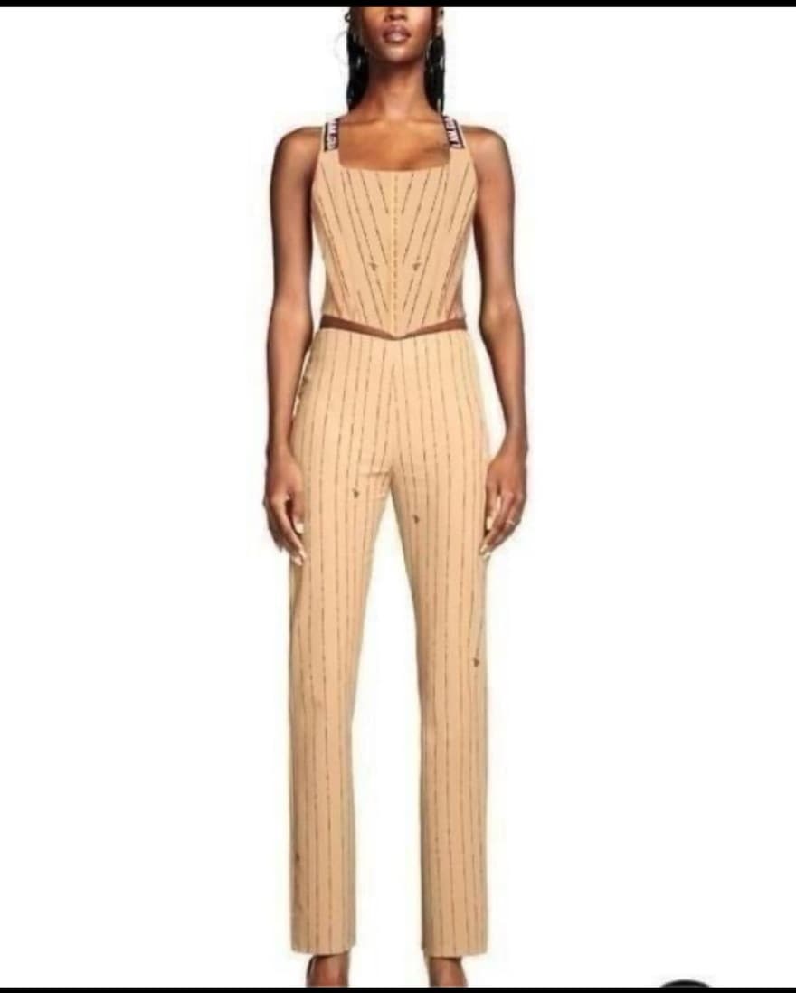 nwt iamgia dominique pant tan pinstripe  - Image 1