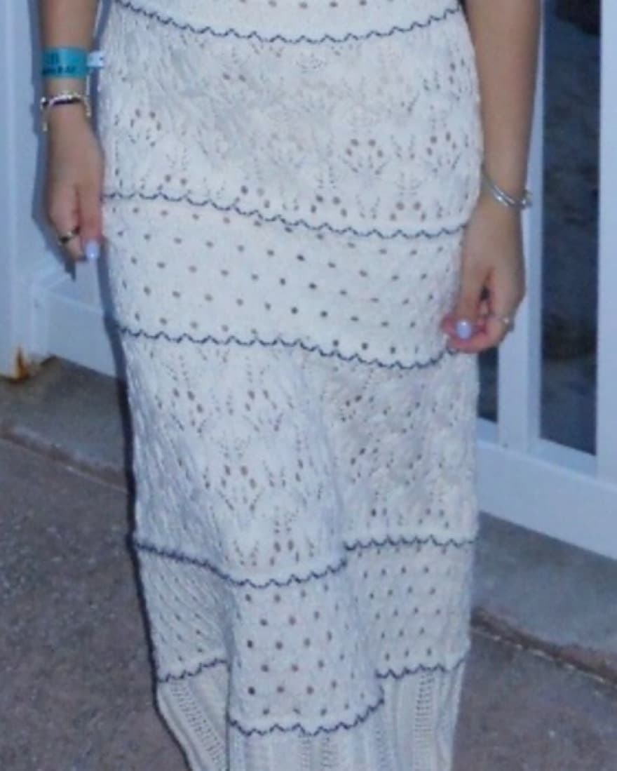 Crochet black and beige maxi dress - Image 3